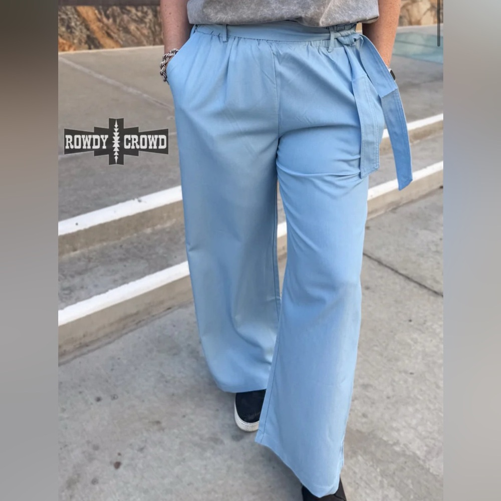 Women's Light Blue Wide-Leg Pants